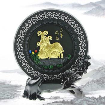 2015年新款 羊年吉祥摆件三阳开泰炭雕工艺品 新年礼品定制款